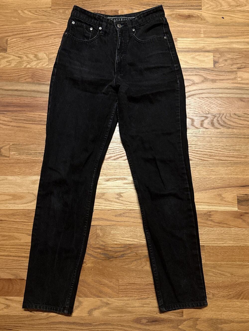 Z. Cavaricci Jeans Womens Size 29 Black Cotton High Waisted Straight Leg